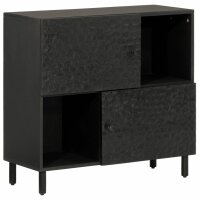 vidaXL Beistellschrank Schwarz 80x33x75 cm Massivholz Mango