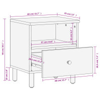 vidaXL Nachttisch Schwarz 40x33x46 cm Massivholz Mango