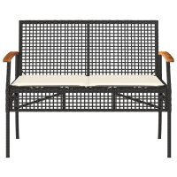 vidaXL 4-tlg. Garten-Lounge-Set mit Kissen Schwarz Poly Rattan