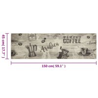 vidaXL K&uuml;chenteppich Waschbar Kaffee Grau 45x150 cm Samt