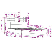 vidaXL Bettgestell mit Kopfteil Grau Sonoma 120x190 cm Holzwerkstoff