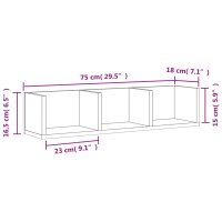 vidaXL Wandschr&auml;nke 2 Stk. Betongrau 75x18x16,5 cm Holzwerkstoff