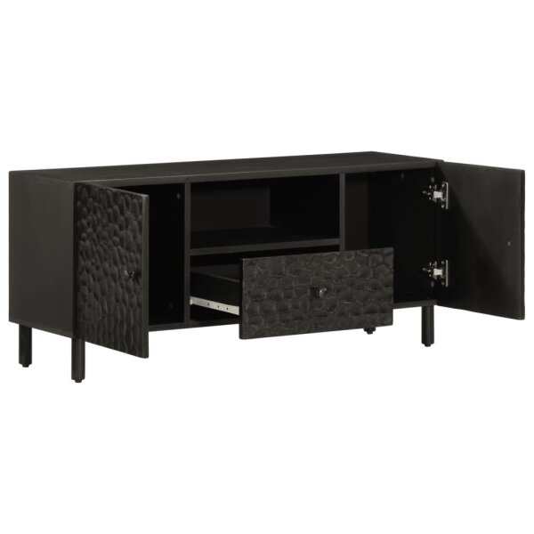 vidaXL TV-Schrank Schwarz 105x33x46 cm Massivholz Mango