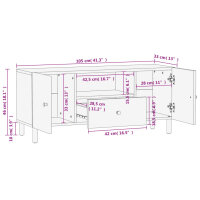 vidaXL TV-Schrank Schwarz 105x33x46 cm Massivholz Mango