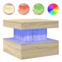 vidaXL Couchtisch mit LED-Leuchten Sonoma-Eiche 50x50x40 cm