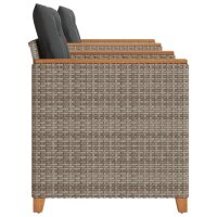 vidaXL 3-tlg. Bistro-Set mit Kissen Grau Poly Rattan Akazienholz