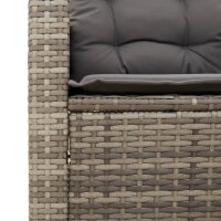 vidaXL 3-tlg. Bistro-Set mit Kissen Grau Poly Rattan Akazienholz