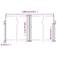 vidaXL Seitenmarkise Ausziehbar Braun 140x1200 cm