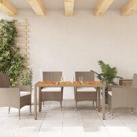 vidaXL Gartentisch Beige 150x90x75 cm Poly Rattan Akazienholz