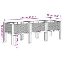 vidaXL Pflanzkasten mit Beinen Grau 120x40x42 cm PP