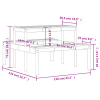 vidaXL Picknicktisch 110x134x75 cm Massivholz Douglasie