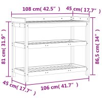 vidaXL Pflanztisch mit Ablagen Wei&szlig; 108x45x86,5 cm Massivholz Kiefer