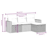 vidaXL 4-tlg. Garten-Sofagarnitur mit Kissen Braun Poly Rattan