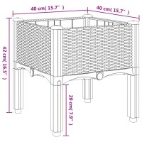 vidaXL Pflanzkasten mit Beinen Wei&szlig; 40x40x42 cm PP