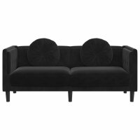 vidaXL Sofa mit Kissen 2-Sitzer Schwarz Samt