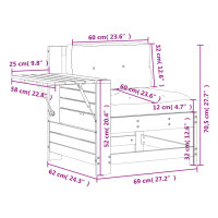 vidaXL Gartensofa mit Armlehne und Kissen Massivholz Douglasie