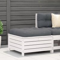 vidaXL Gartenhocker Wei&szlig; 62x63,5x32 cm Massivholz Kiefer