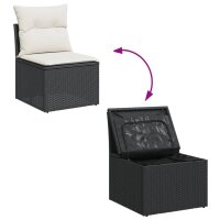 vidaXL 5-tlg. Garten-Sofagarnitur mit Kissen Schwarz Poly Rattan