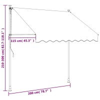 vidaXL Markise Einziehbar Creme 200x150 cm Stoff und Stahl