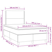 vidaXL Boxspringbett mit Matratze &amp; LED Dunkelgrau 120x190 cm Stoff