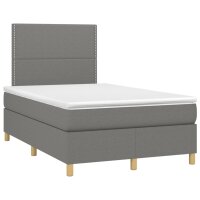 vidaXL Boxspringbett mit Matratze &amp; LED Dunkelgrau 120x190 cm Stoff