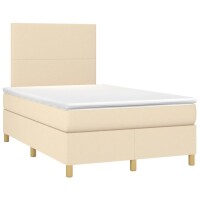 vidaXL Boxspringbett mit Matratze &amp; LED Creme 120x190 cm Stoff