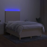 vidaXL Boxspringbett mit Matratze &amp; LED Creme 120x190 cm Stoff