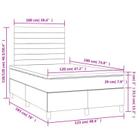 vidaXL Boxspringbett mit Matratze &amp; LED Creme 120x190 cm Stoff