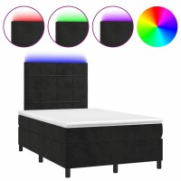 vidaXL Boxspringbett mit Matratze & LED Schwarz...