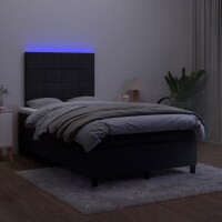 vidaXL Boxspringbett mit Matratze &amp; LED Schwarz 120x190 cm Samt