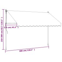 vidaXL Markise Einziehbar Creme 300x150 cm Stoff und Stahl