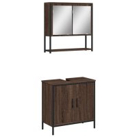 vidaXL 2-tlg. Badmöbel-Set Braun Eichen-Optik...