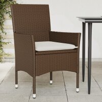 vidaXL Gartenst&uuml;hle mit Kissen 2 Stk. Braun Poly Rattan