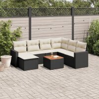 vidaXL 8-tlg. Garten-Sofagarnitur mit Kissen Schwarz Poly Rattan