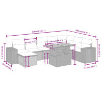 vidaXL 9-tlg. Garten-Sofagarnitur mit Kissen Grau Poly Rattan