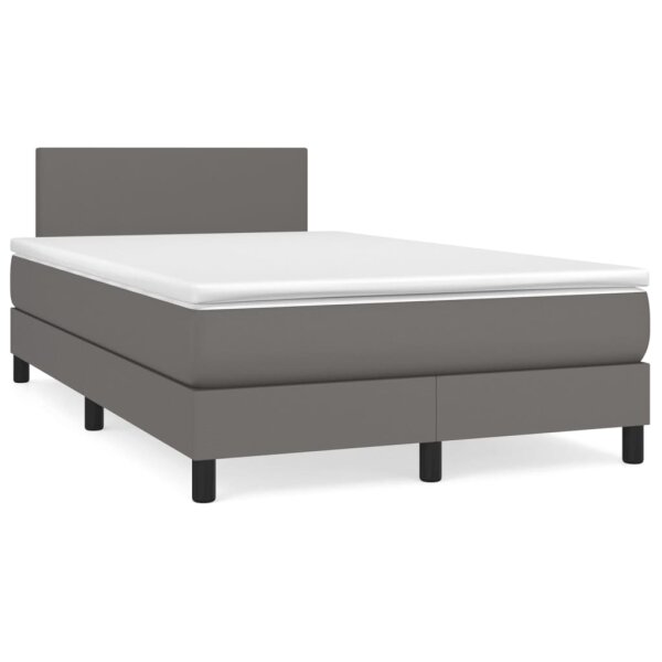 vidaXL Boxspringbett mit Matratze &amp; LED Grau 120x190 cm Kunstleder