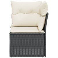 vidaXL Garten-Ecksofa mit Kissen Schwarz Poly Rattan