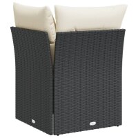 vidaXL Garten-Ecksofa mit Kissen Schwarz Poly Rattan