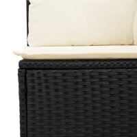 vidaXL Garten-Ecksofa mit Kissen Schwarz Poly Rattan