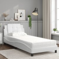 vidaXL Bett mit Matratze Wei&szlig; 80x200 cm Kunstleder