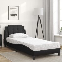 vidaXL Bett mit Matratze Schwarz 90x190 cm Kunstleder