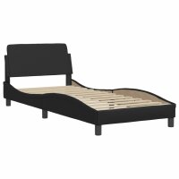 vidaXL Bett mit Matratze Schwarz 90x190 cm Kunstleder