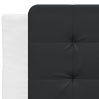 vidaXL Bett mit Matratze Wei&szlig; und Schwarz 90x200 cm Kunstleder