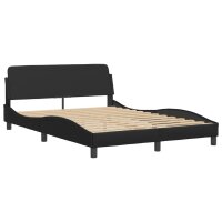 vidaXL Bett mit Matratze Schwarz 140x190 cm Kunstleder