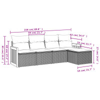 vidaXL 5-tlg. Garten-Sofagarnitur mit Kissen Schwarz Poly Rattan