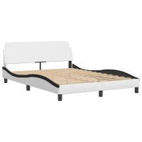 vidaXL Bett mit Matratze Wei&szlig; und Schwarz 140x190 cm Kunstleder