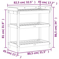 vidaXL Pflanztisch mit Ablagen Wei&szlig; 82,5x45x86,5 cm Massivholz Kiefer