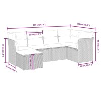 vidaXL 6-tlg. Garten-Sofagarnitur mit Kissen Braun Poly Rattan