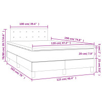 vidaXL Boxspringbett mit Matratze &amp; LED Dunkelgrau 120x190 cm Samt