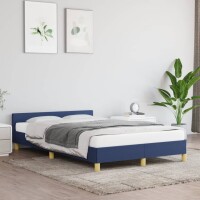 vidaXL Bettgestell mit Kopfteil Blau 120x190 cm Stoff